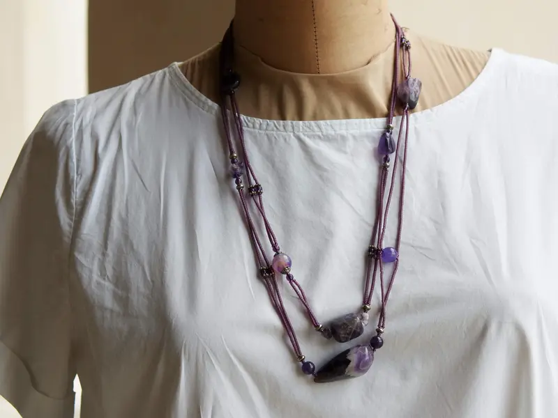 collana multifilo in ametista e argento cod.COLLMA19