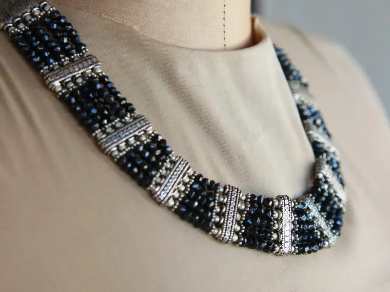 collana multifilo in spinello e argento cod.COLL231