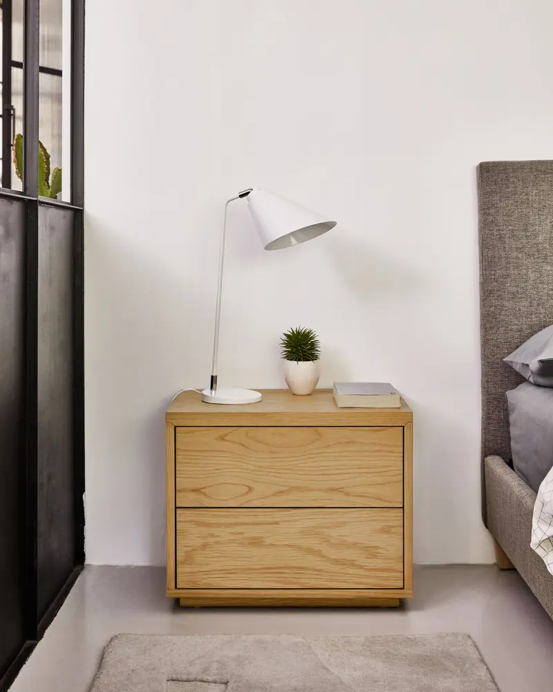 Comodino Abilen impiallacciato rovere 53 x 44 cm