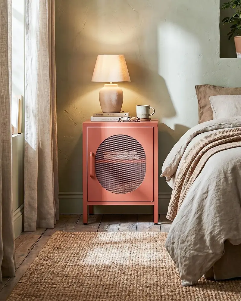 Comodino Elisse GLOW - Terracotta - Comodino Moderno in metallo verniciato - 1 Anta