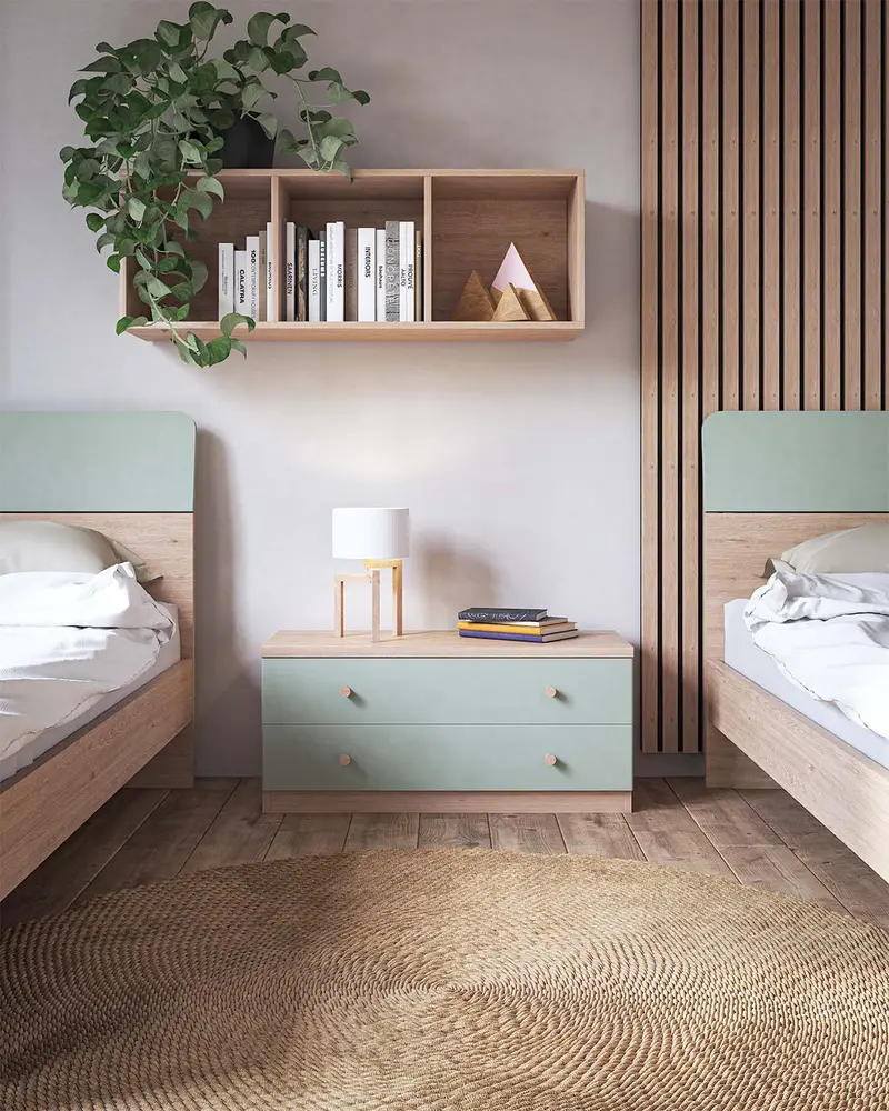 Comodino Nira - Mobile con 2 cassetti - 7 varianti colore personalizzabile - 90 L. x 41 H. x 38 P.