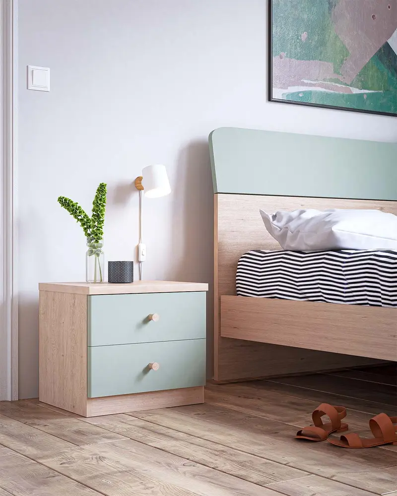 Comodino Rima - Mobile con 2 cassetti - 7 varianti colore personalizzabile - 45 L. x 41 H. x 38 P.