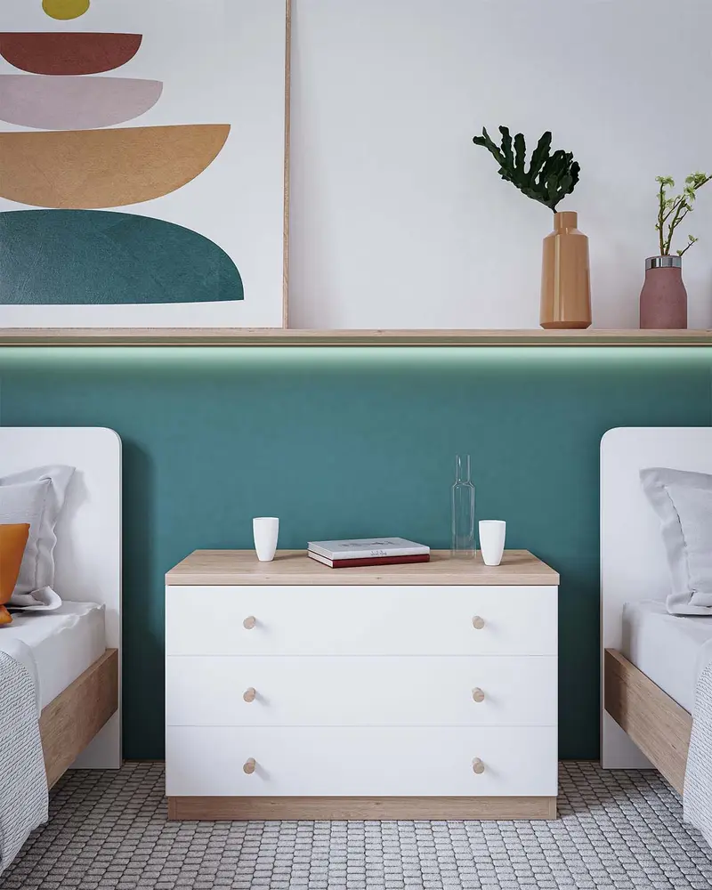 Comodino Silenzio - Mobile con 3 cassetti - 7 varianti colore personalizzabile - 90 L. x 57 H. x 38 P.