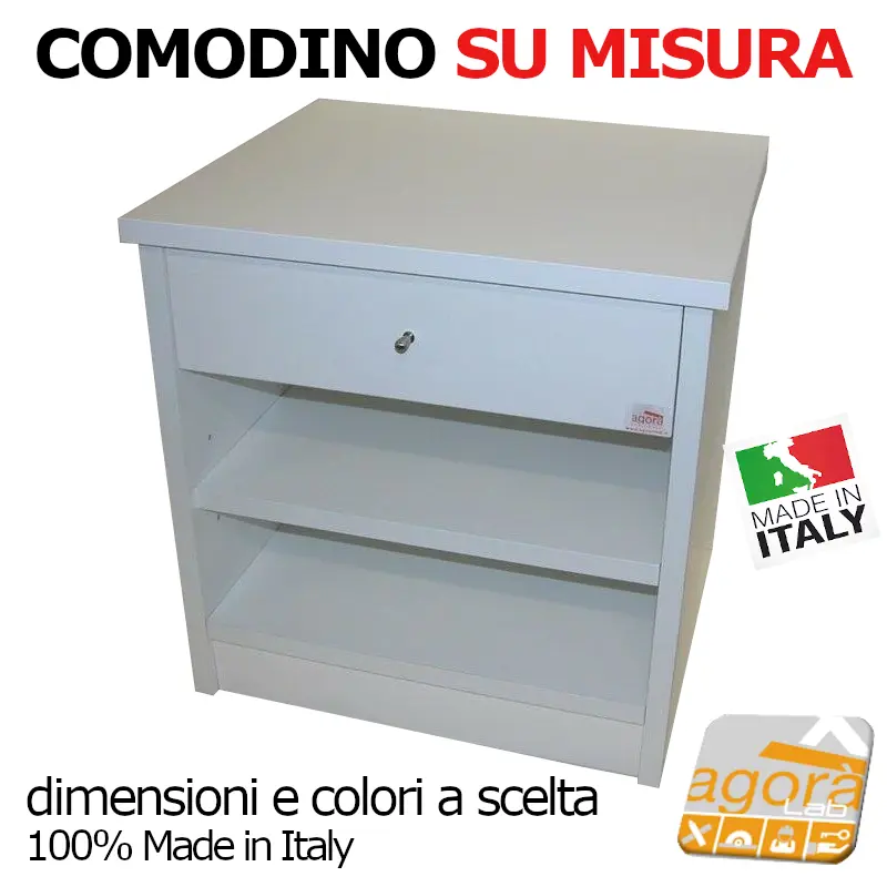 COMODINO SU MISURA CON CASSETTO VARI COLORI DIMENSIONI PERSONALIZZATE.