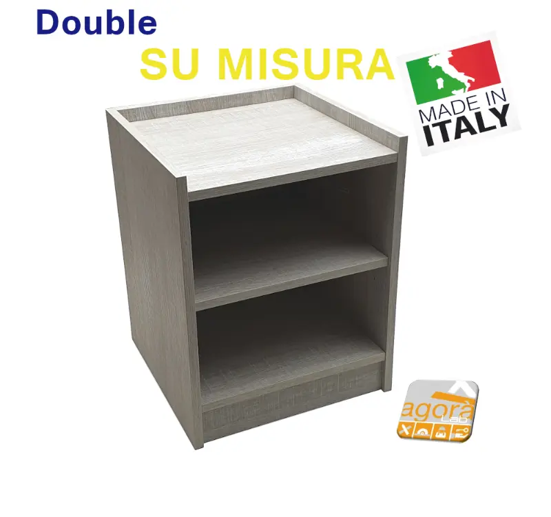 Comodino Tavolino Panchetta su Misura DOUBLE Servetto Pianetto Table B.co Grigio