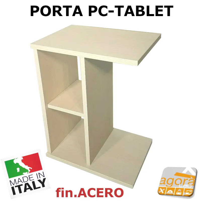 Comodino Tavolino Servetto Panca divano-camera-salotto x pc - tablet c. Acero Sbiancato.