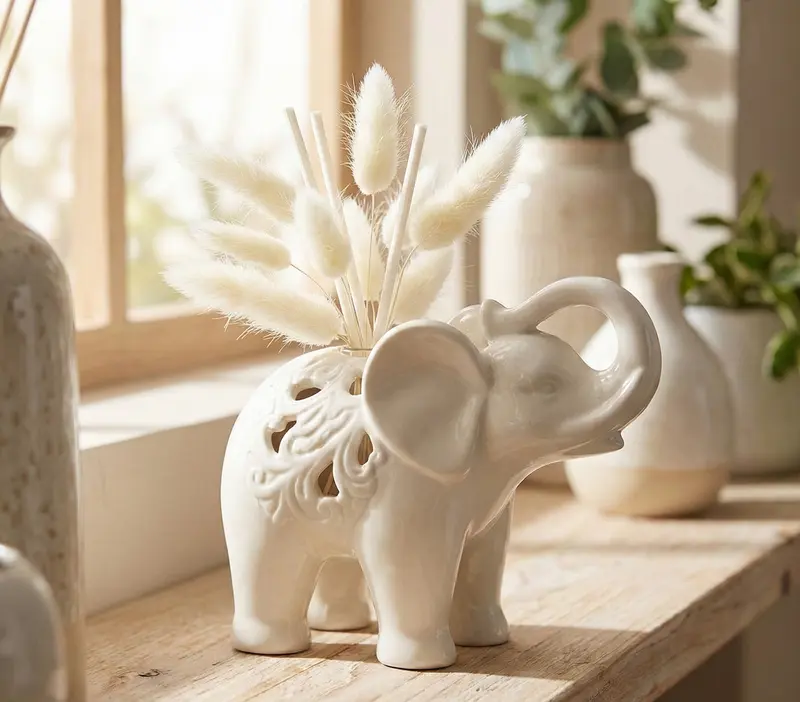 comunione e cresima profumatore elefante in porcellana bianco harmony PRMT24120