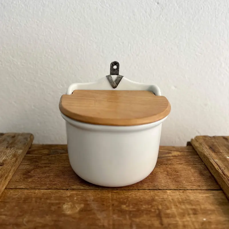 Contenitore ceramica - Coperchio legno - Vintage