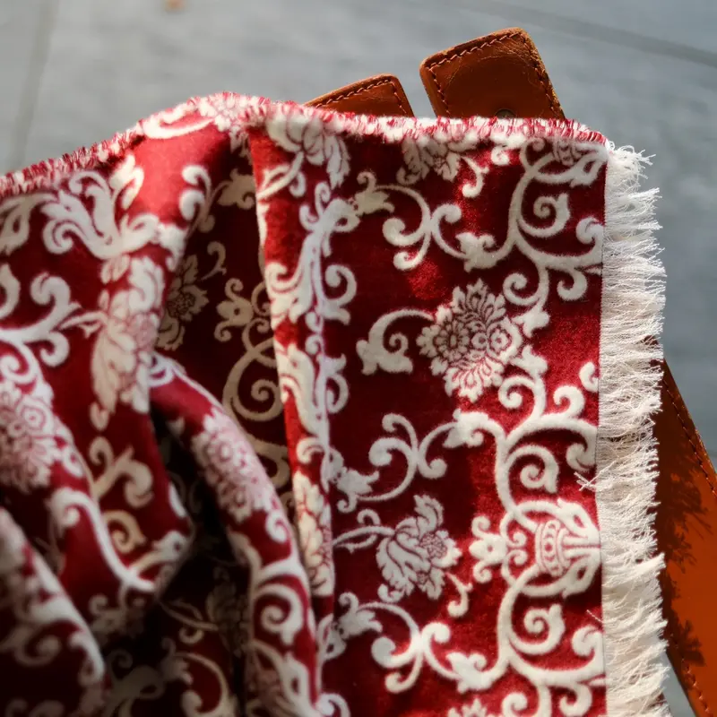 Coperta Lana Seta Jacquard disegno barocco colore Bordeaux Cod 794