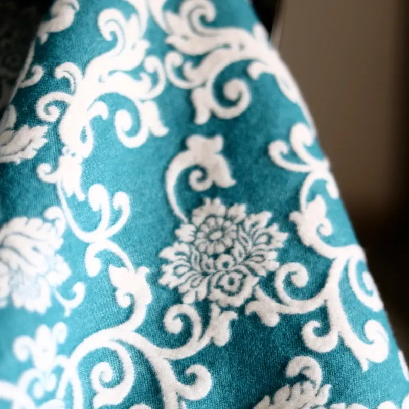 Coperta Lana Seta Jacquard disegno barocco colore Petrolio Cod 793