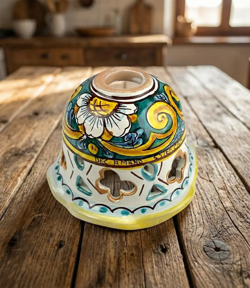 Coppa in ceramica ricambio per lampadario firmato e decorato a mano da ceramisti siciliani art. gomes