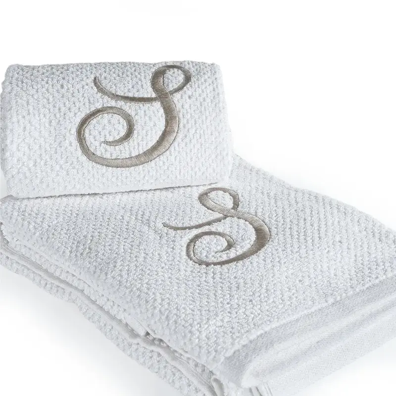 Coppia 1+1 in spugna di cotone a Chicco di Riso ricamata Bianco | Maison Sucrée