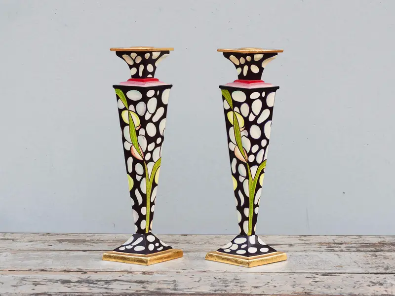 Coppia candelabri in legno dipinti cod.CAND1