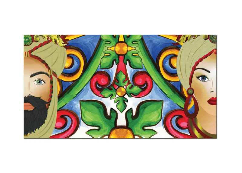 Coppia del Quadro su tela, Teste di Moro. Art made in Sicily