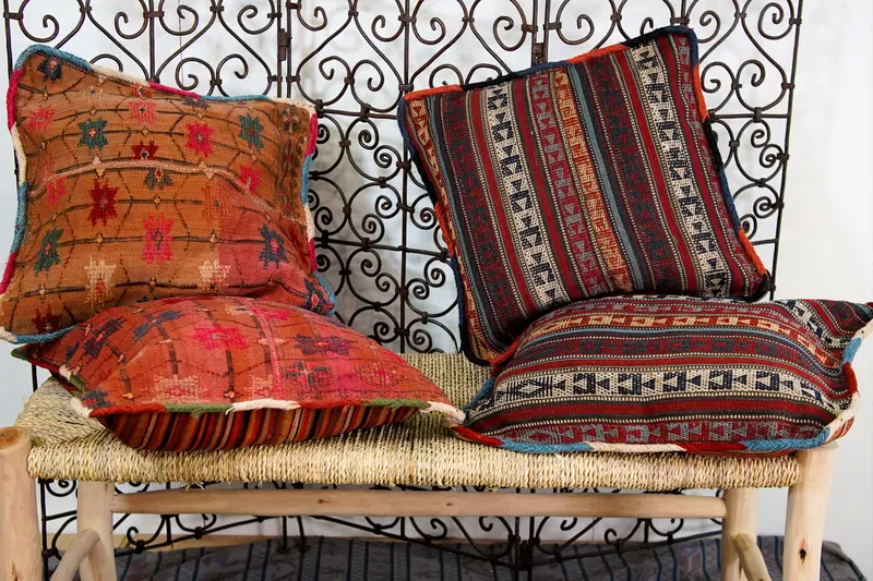 Coppia di cuscini Kilim Berberi marocchini d'epoca (metà '900)