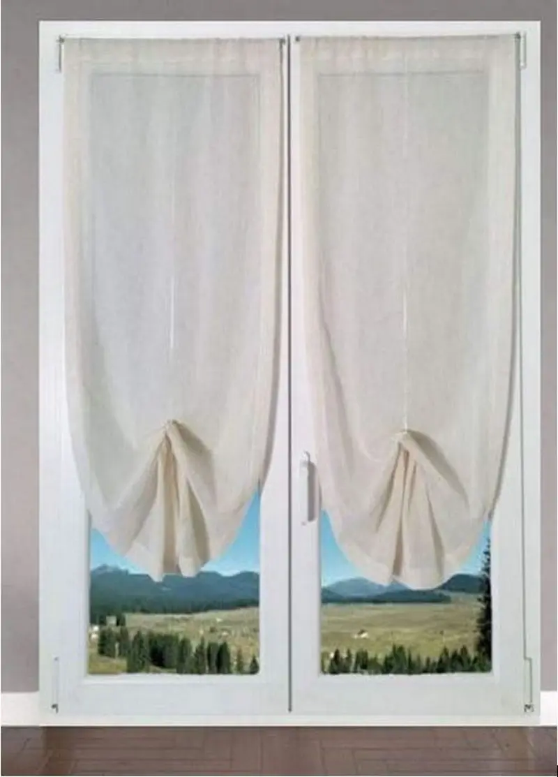 Coppia Tende a Pacchetto Regolabili per Finestra e Porta a Vetro | Larghezza 45-65-90 cm | Colore Lino | Art. 501