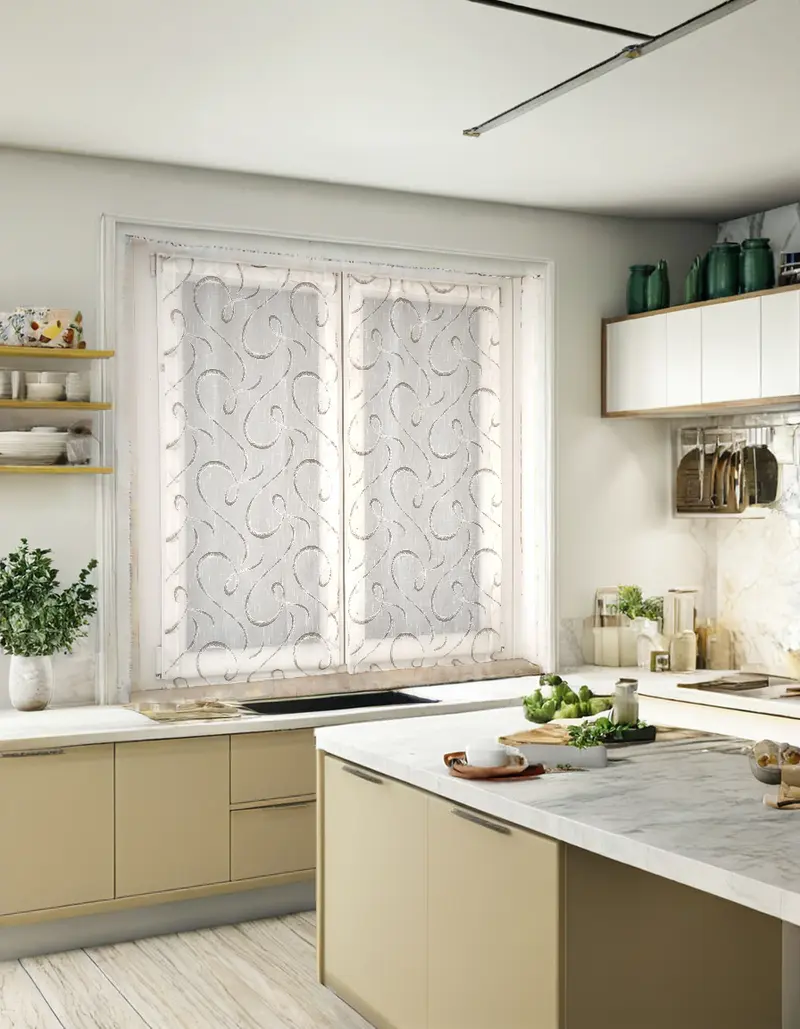 Coppia Tende a vetro su misura per finestra e porta | Larghezza 62-90 cm | Colore varianti Marrone e Grigio | Art. Sabina