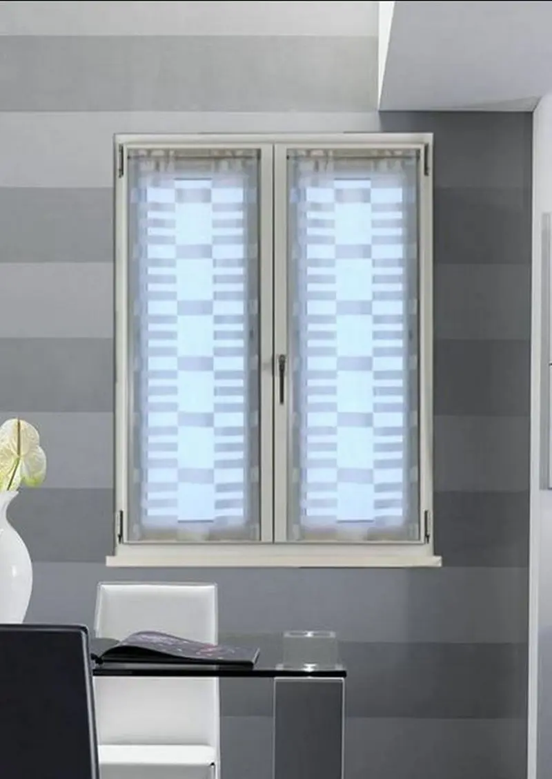 Coppia Tende Moderne a Pannello per Finestra e Porta | Colore Bianco | Set 2 Pezzi | Larghezza 60/80 cm | Lunghezza Personalizzata | Art. 508