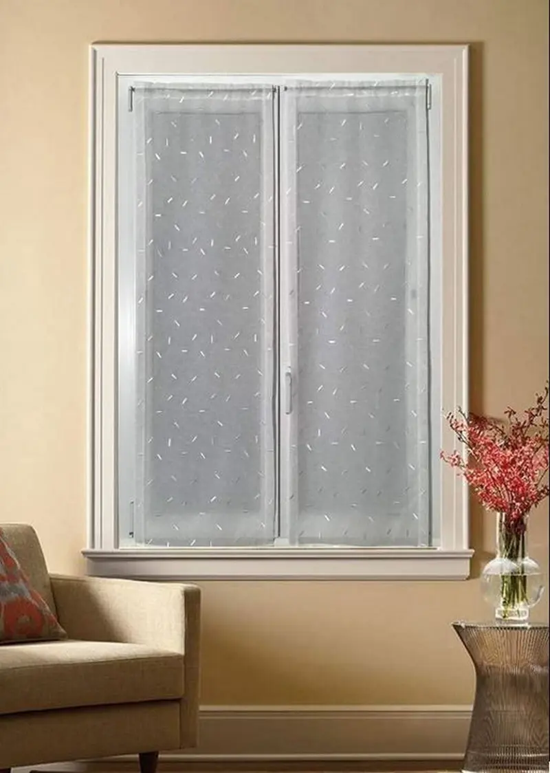 Coppia Tendine Ricamate per Finestra e Porta | Larghezza 45/60/80/90 cm | 4 Varianti Colore