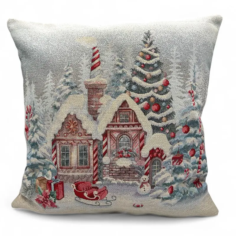 Copricuscino ELI Natale Gobelin Jacquard, lurex argento, 45x45 cm