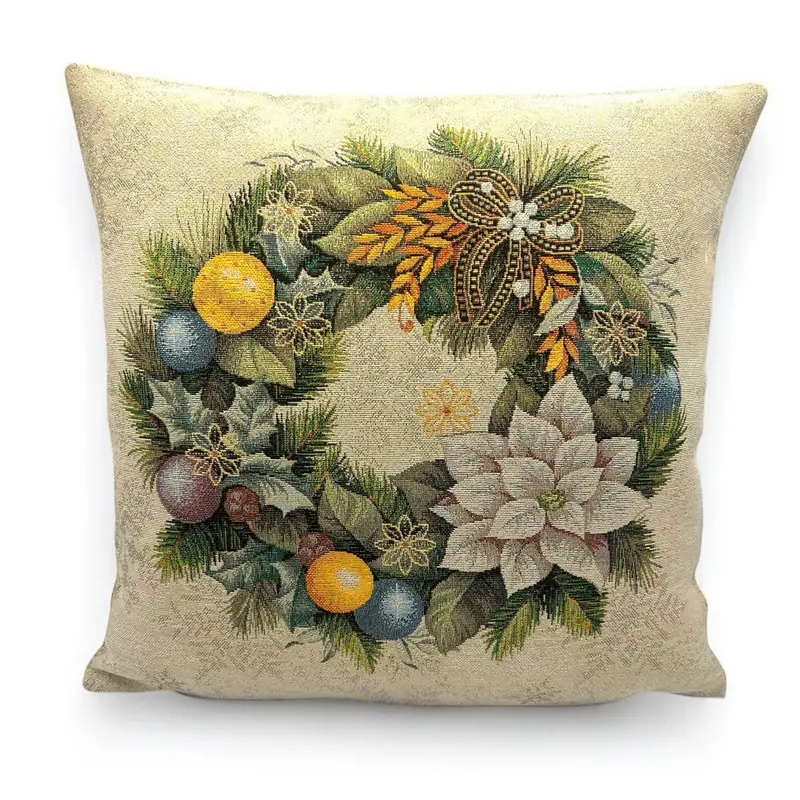 Copricuscino HOLY CHRISTMAS, uni, Gobelin Jacquard, Lurex Gold, 45x45 cm