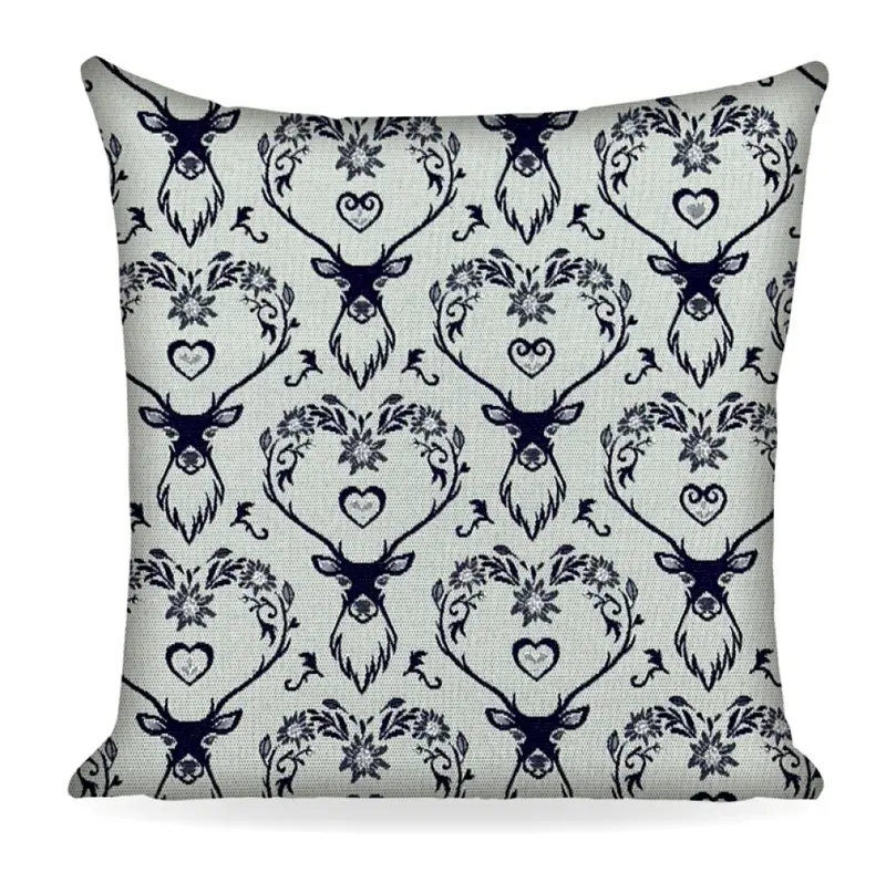 Copricuscino LANDHAUS HIRSCH, blu, Jacquard, 45x45cm