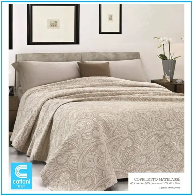 Copriletto Matrimoniale Mezza Stagione ed Estivo - Tessuto Jacquard Matelassé - Cachemire