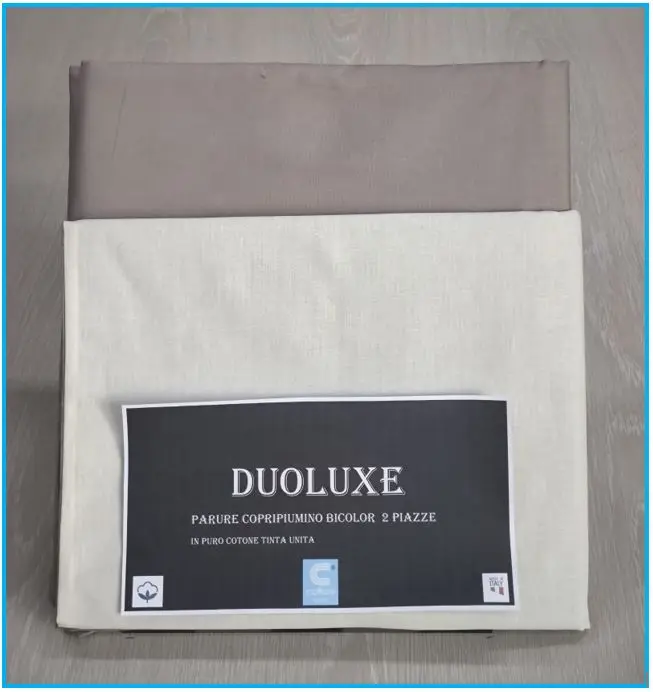 Copripiumino Matrimoniale Double-Face 100% Cotone - Made in Italy, Beige e tortora