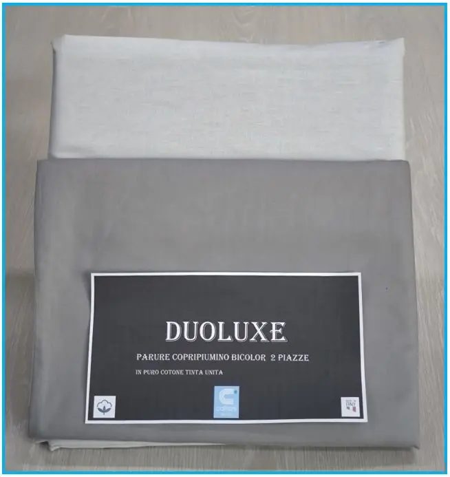 Copripiumino Matrimoniale Double-Face 100% Cotone - Made in Italy, Grigio e grigio chiaro