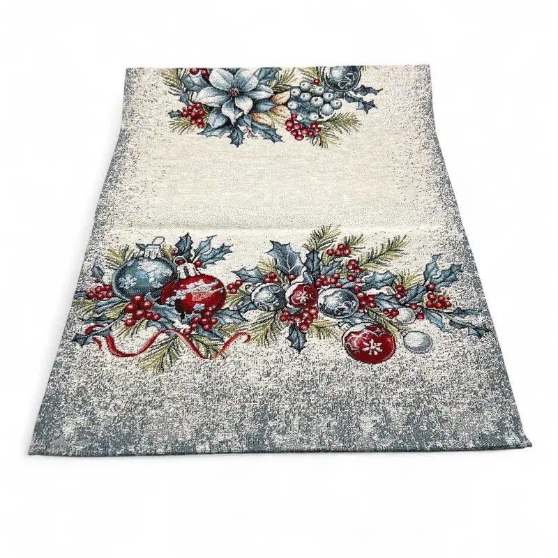 Corridore Runner Tovaglietta CHRISTMAS BALLS, uni, Gobelin Jacquard, lurex argento