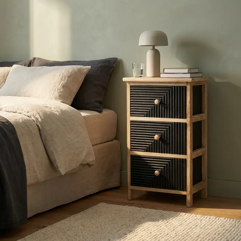 Cosmo - comodino nero rovere chiaro