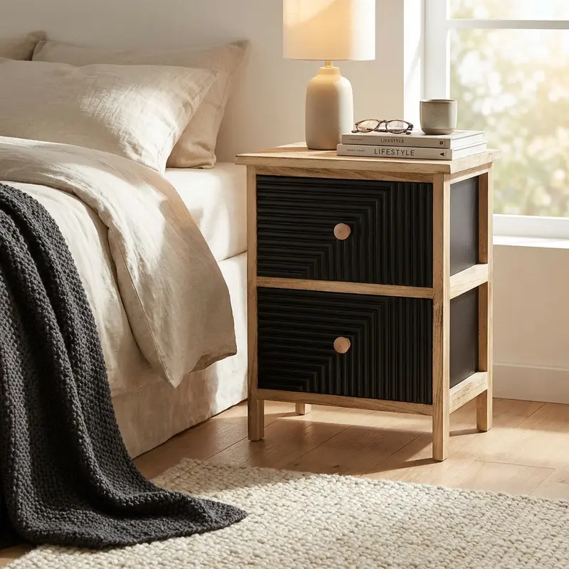 Cosmo - comodino nero rovere chiaro