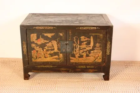 Credenza Cina Laccata Nera E Oro cod.C1164B