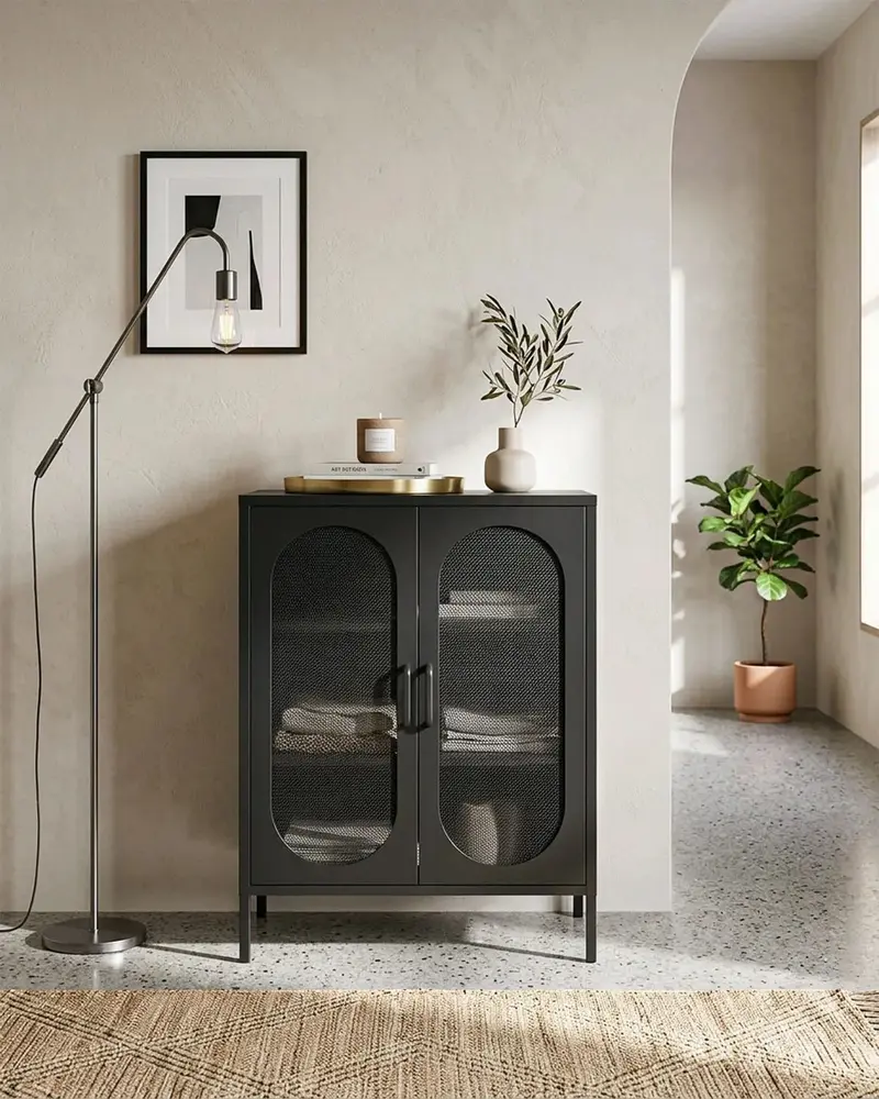 Credenza Elisse SOUL - Nero - Vetrina Moderna in metallo verniciato - 2 Ante