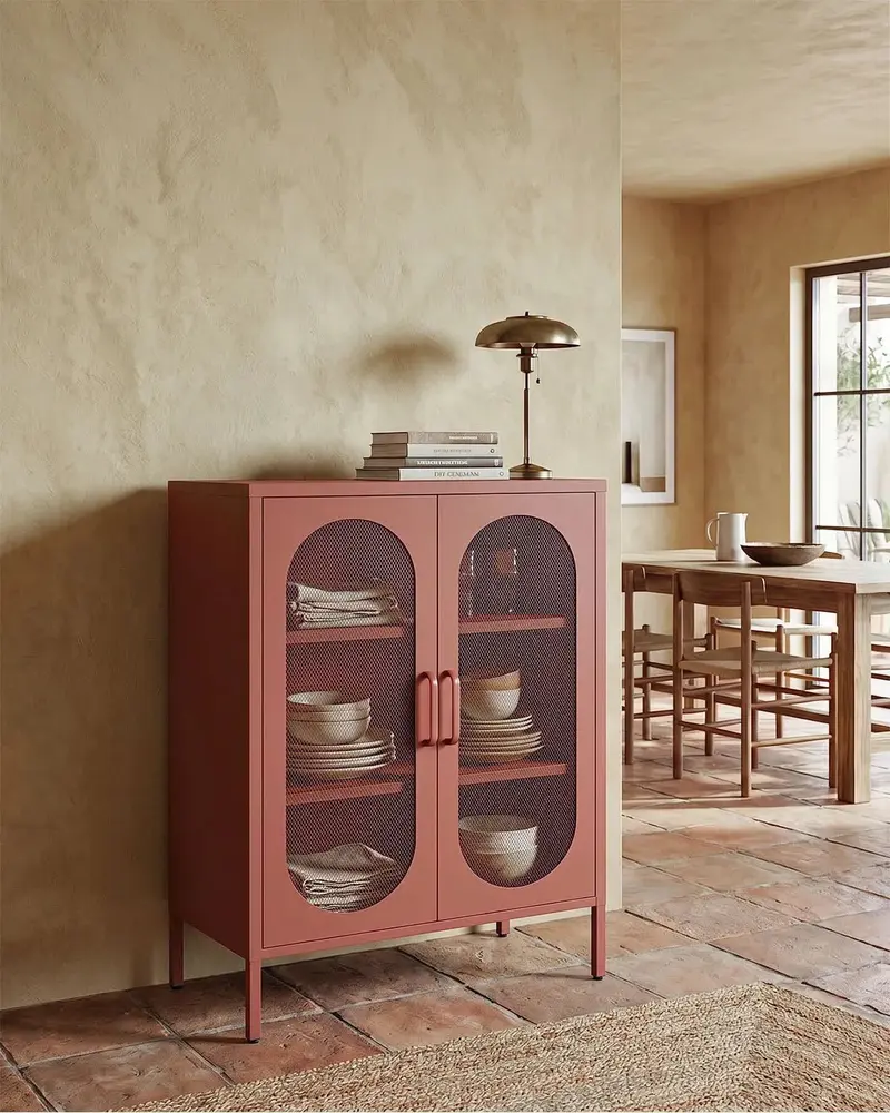 Credenza Elisse SOUL - Terracotta - Vetrina Moderna in metallo verniciato - 2 Ante
