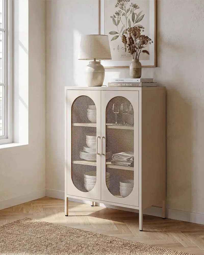 Credenza Elisse SOUL - Tortora - Vetrina Moderna in metallo verniciato - 2 Ante