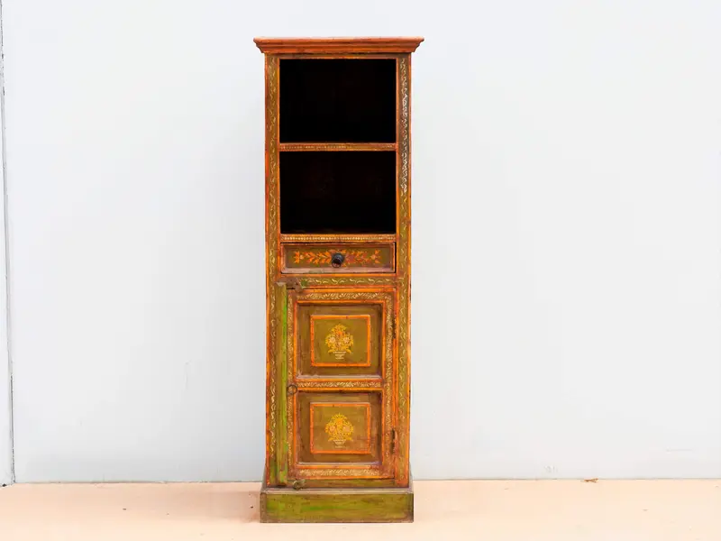 credenza indiana dipinta, armadietto, mobile da cucina, soggiorno comò decorato india cod.kg51