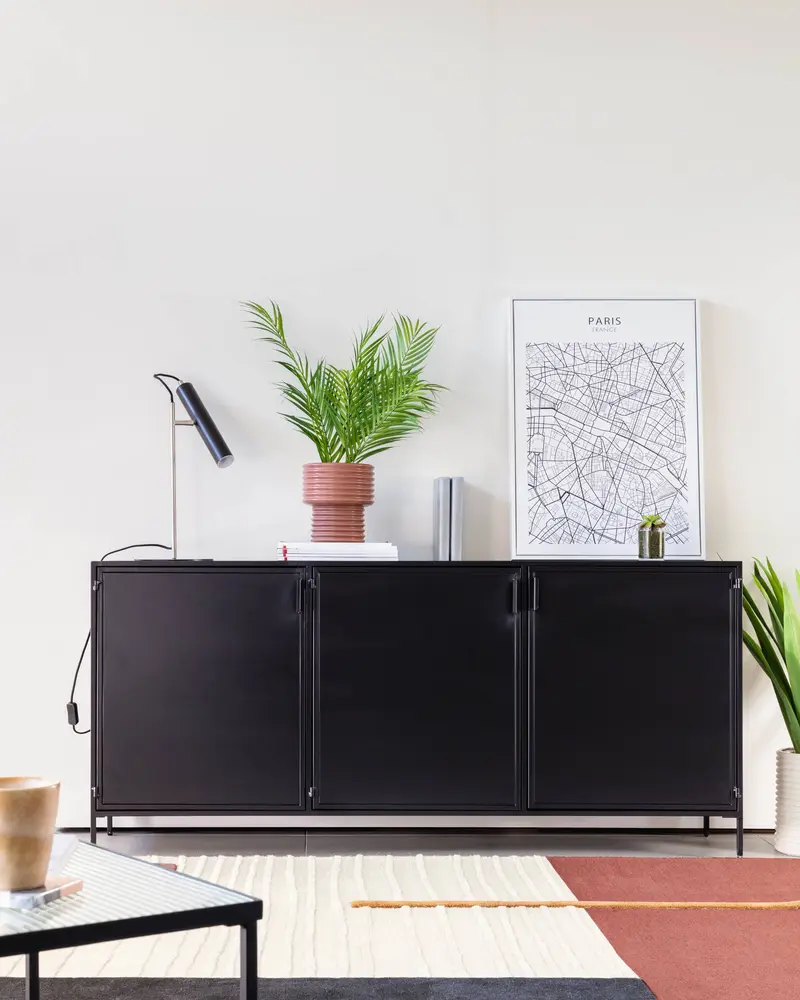 Credenza Shantay 3 ante in acciaio verniciato nero 160 x 72 cm