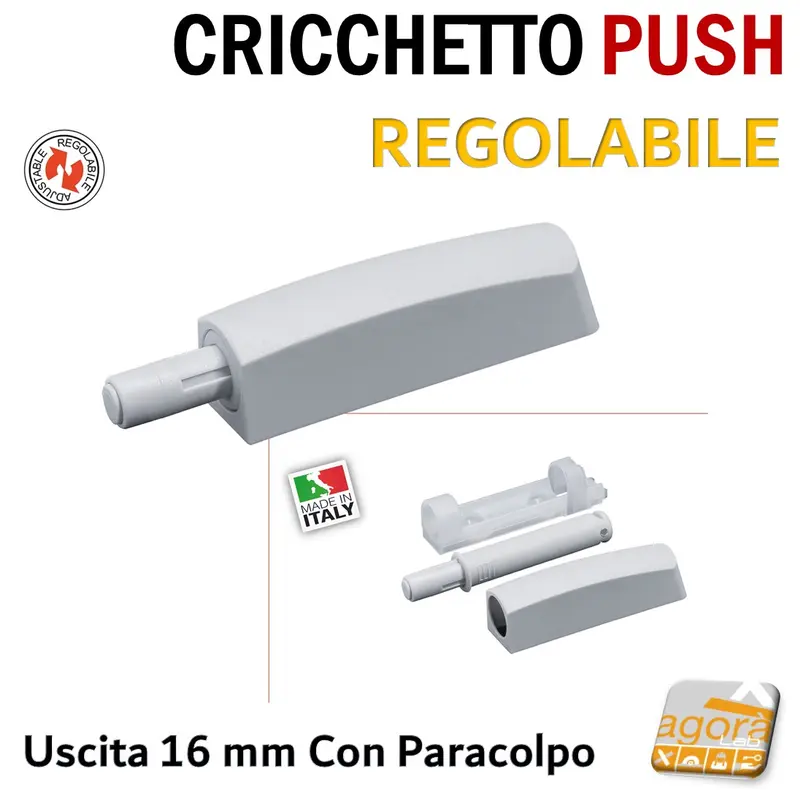 CRICCHETTO PUSH REGOLABILE APERTURA ANTE INVISIBILI MOBILE SENZA MANIGLIA DA INCASSO-APPLICARE CORTO