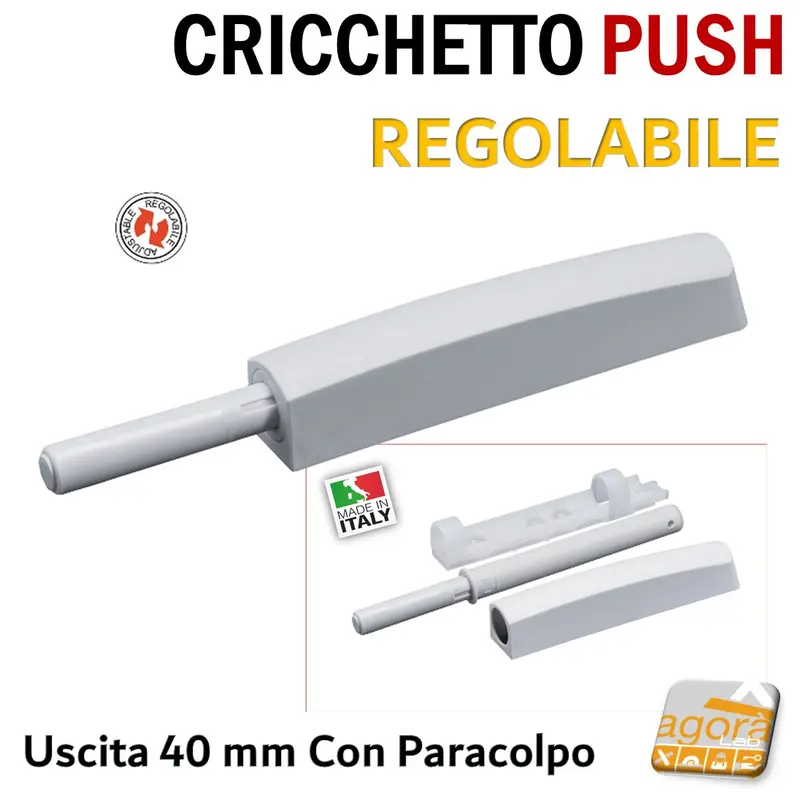 CRICCHETTO PUSH REGOLABILE APERTURA ANTE INVISIBILI MOBILE SENZA MANIGLIA DA INCASSO-APPLICARE LUNGO