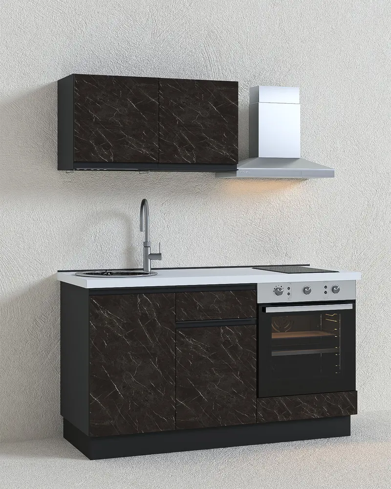Cucina compatta DALLAS - 150 cm Linea Smart - Blocco cucina moderno per appartamento, B&B e hotel - Personalizzabile in composizione ed accessori