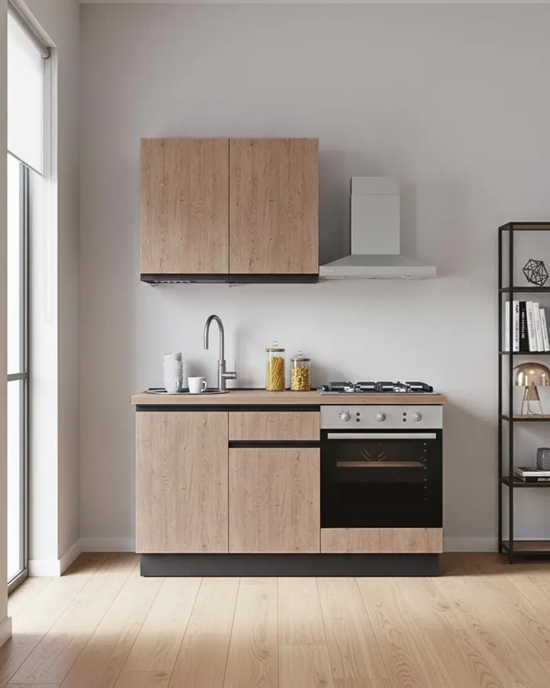 Cucina compatta Shanty - 150 cm Linea Smart - Blocco cucina moderno per appartamento, B&B e hotel - Personalizzabile in finiture e colori - Personalizzabile in composizione ed accessori