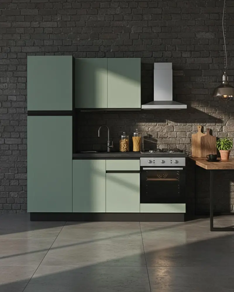 Cucina compatta Veronique - 210 cm Linea Smart - Blocco cucina moderno per appartamento, B&B e hotel - Personalizzabile in finiture e colori - Personalizzabile in composizione ed accessori