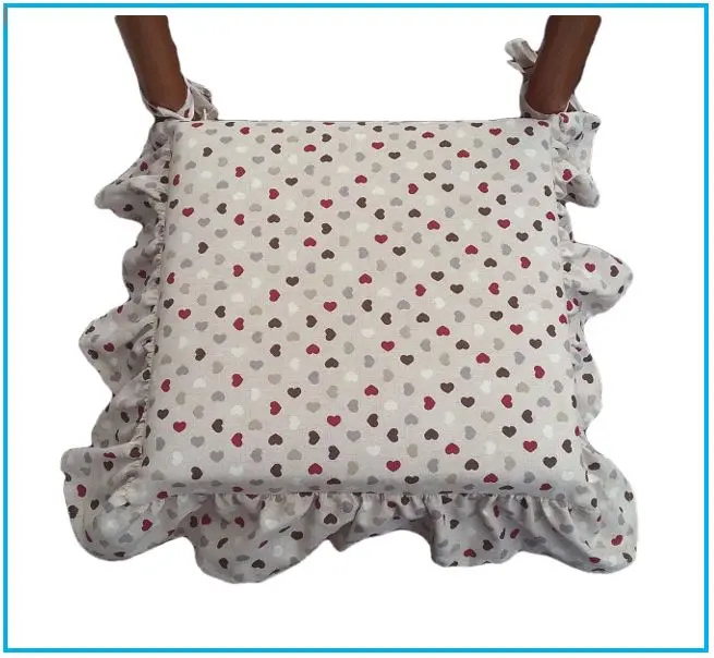 Cuscini per sedie con volant - set 6 pezzi - lavabili - tessuto cotone - colore beige