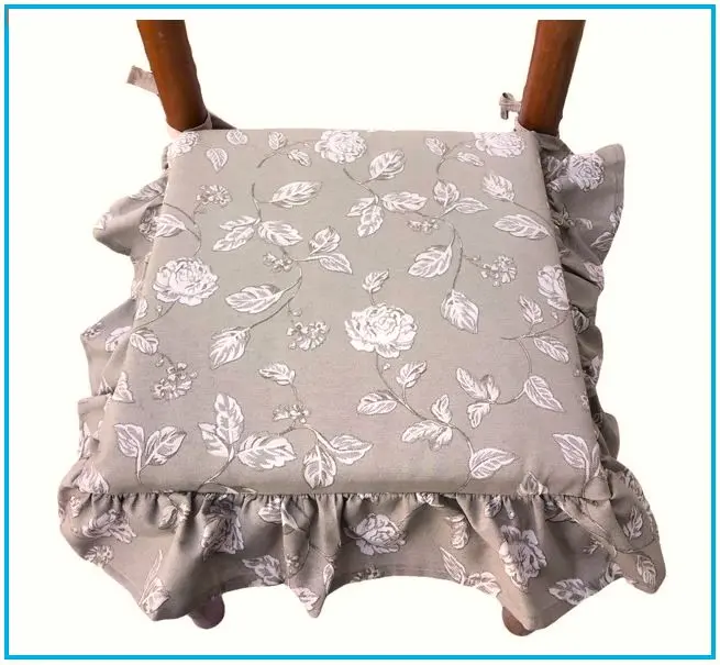 Cuscini per sedie con volant - set 6 pezzi - lavabili - tessuto cotone - colore tortora