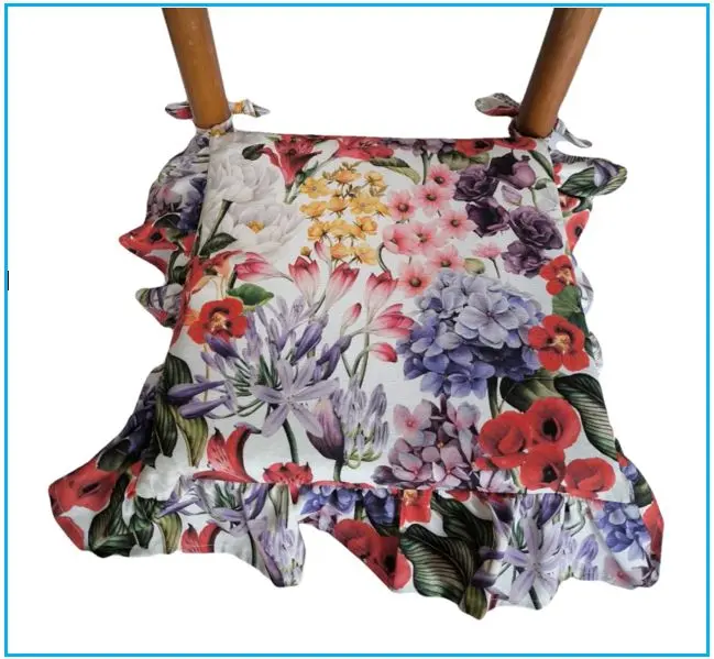 Cuscini per sedie con volant - set 6 pezzi - lavabili - tessuto cotone - floreale