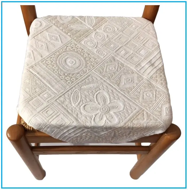 Cuscini sedie cucina con ali - Set 4/6 - colore avorio - tessuto Jacquard Matelasse'