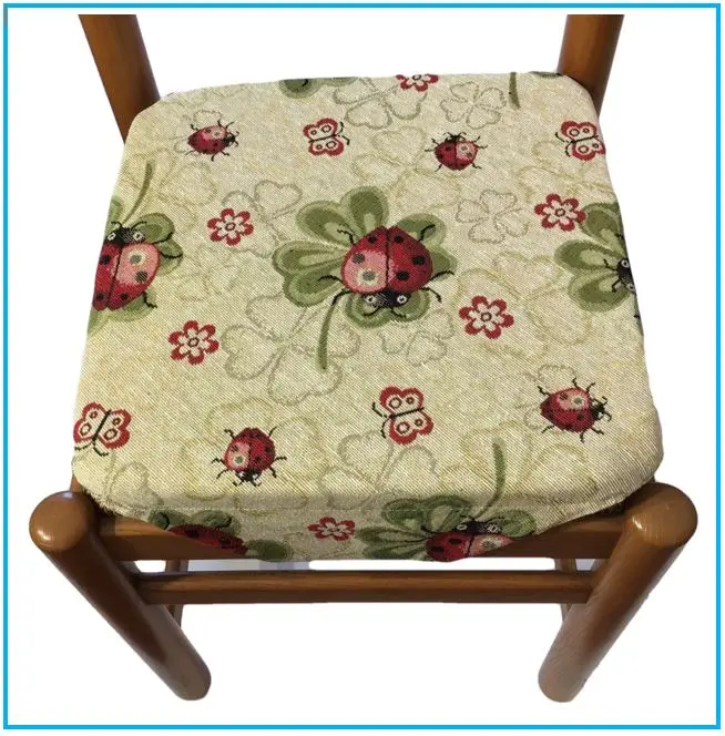 Cuscini sedie cucina con ali Set 4/6 - colore beige - tessuto Gobelin - coccinella