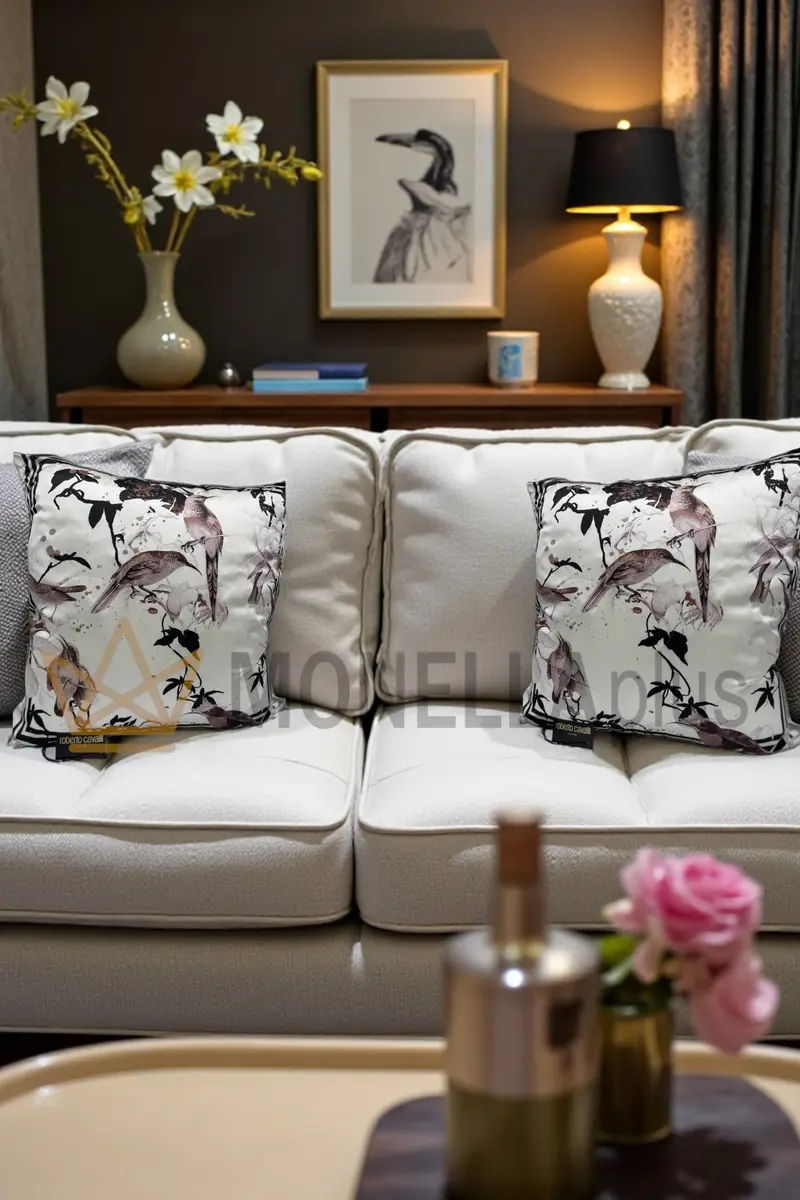 Cuscino  Bird Ramage Silk Roberto Cavalli