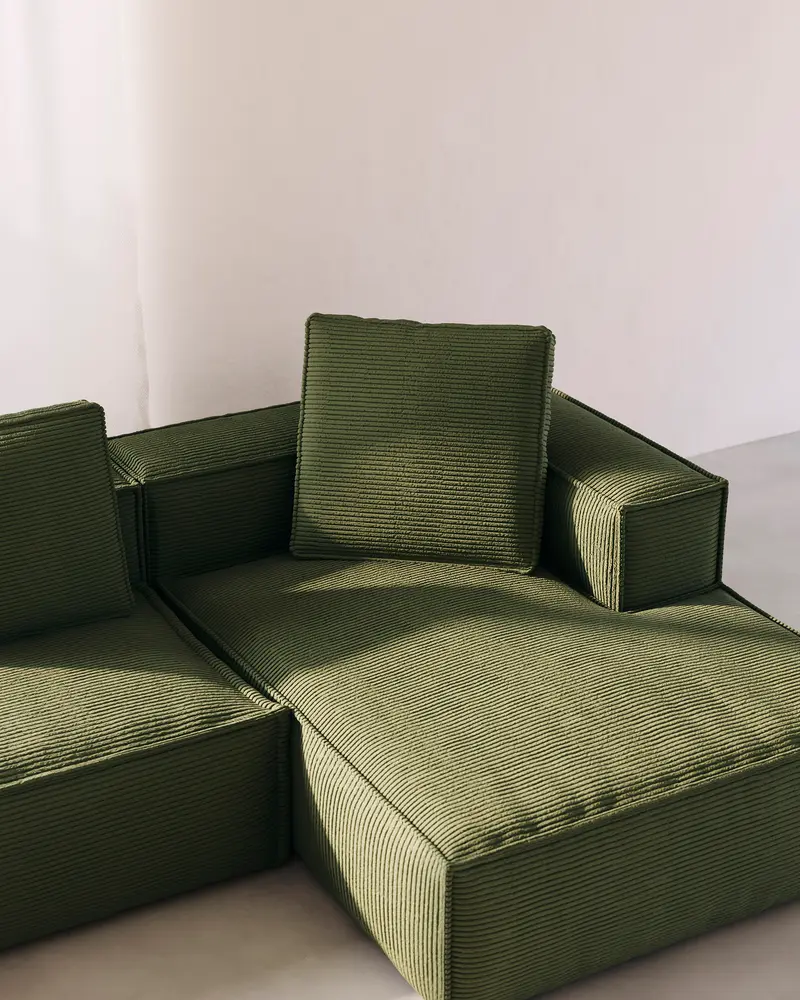 Cuscino Blok di velluto a coste verde 60 x 60 cm